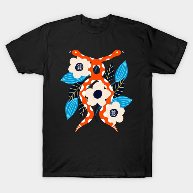 Snakes and flowers T-Shirt by Think Beyond Color